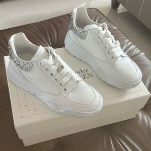 Alexander McQueen White and Silver Sneakers